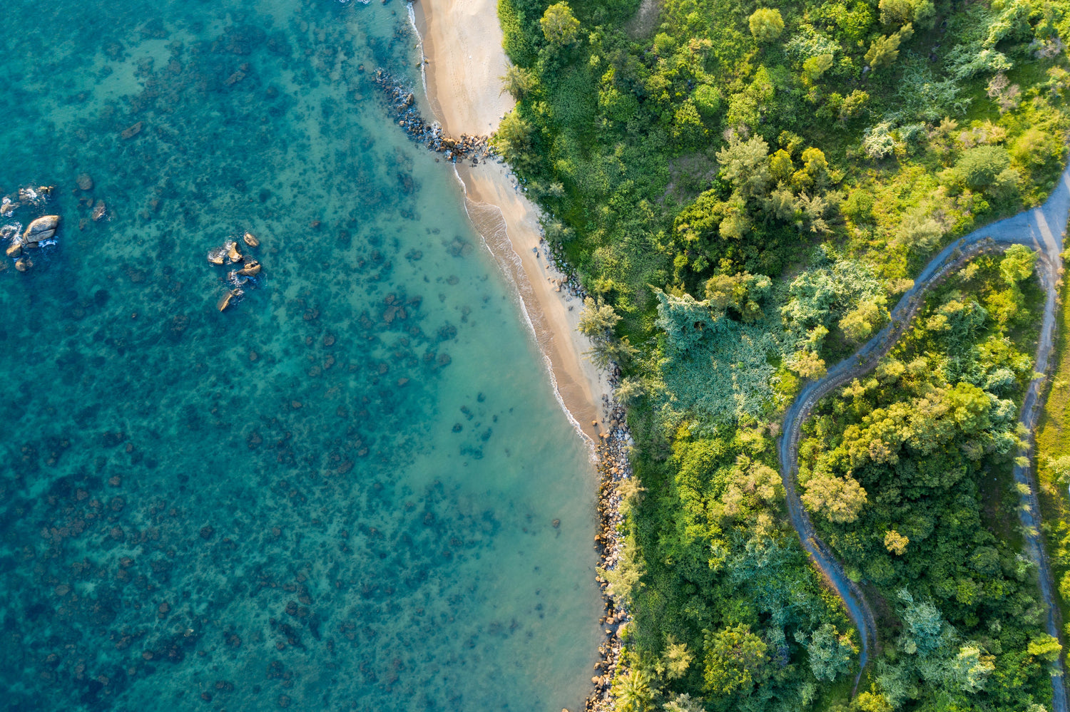 Vue aérienne de la plage Danang, Centre du Vietnam, Produits écologiques faits à la main au Vietnam, Organic, Bambous, Noix de coco